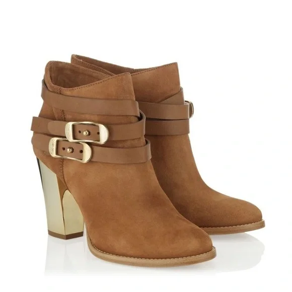 JIMMY CHOO Melba Suede Ankle Booties Size 37 - Picture 1 of 13